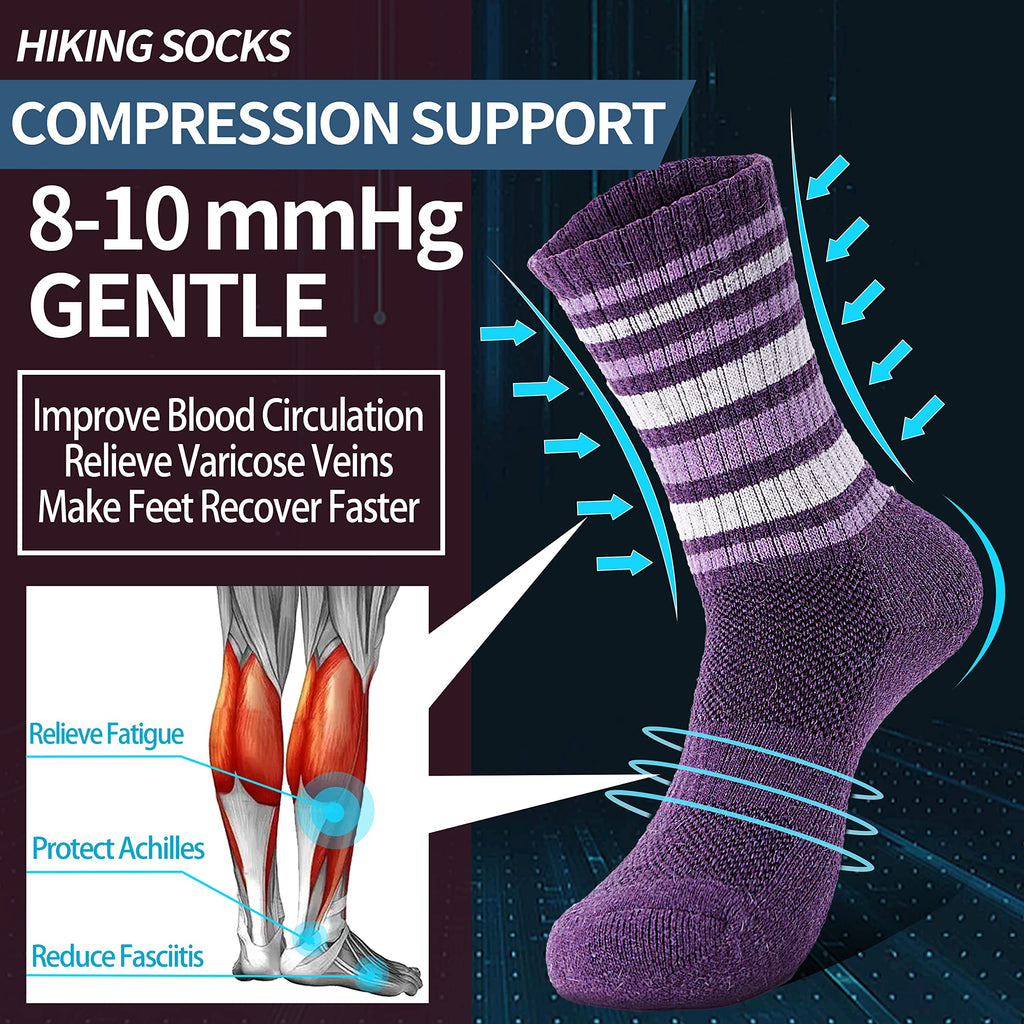 Merino Wool Hiking Socks for Women Thermal Winter Warm Boot Work Cushion Socks 5 Pairs
