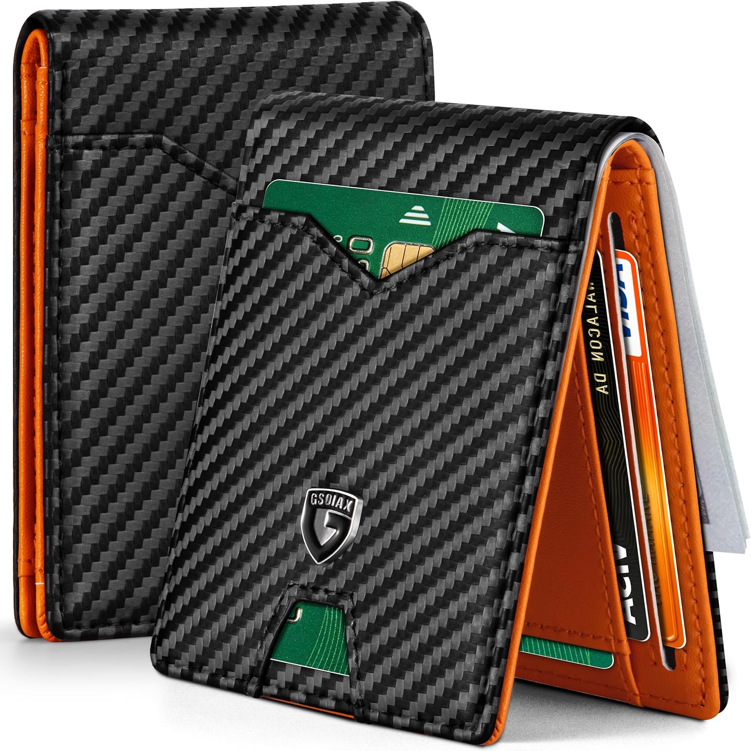 Slim Wallet for Men Rfid Blocking Leather Bifold Front Pocket Carbon Fiber Men's Money Clips Credit Card Holder With Gift Box