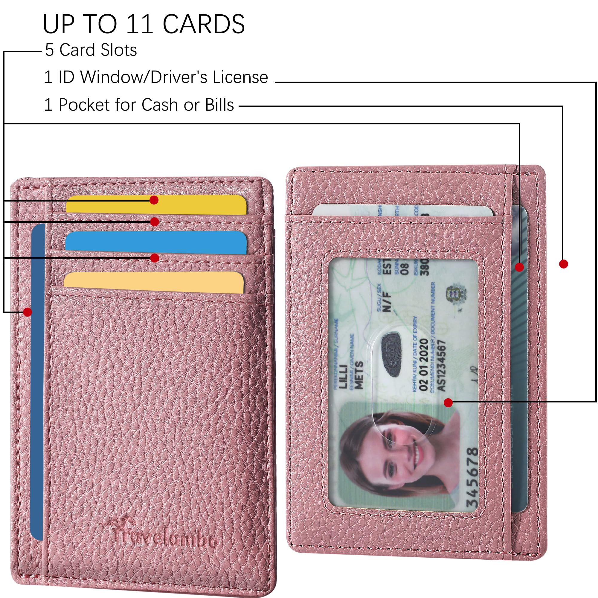 Slim Wallet Front Pocket Minimalist Leather RFID Blocking Medium Size