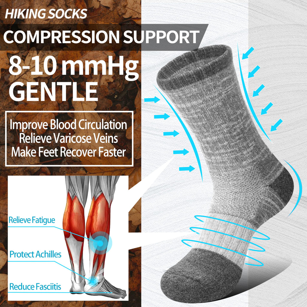 Merino Wool Hiking Socks for Women Thermal Winter Warm Boot Work Cushion Socks 5 Pairs