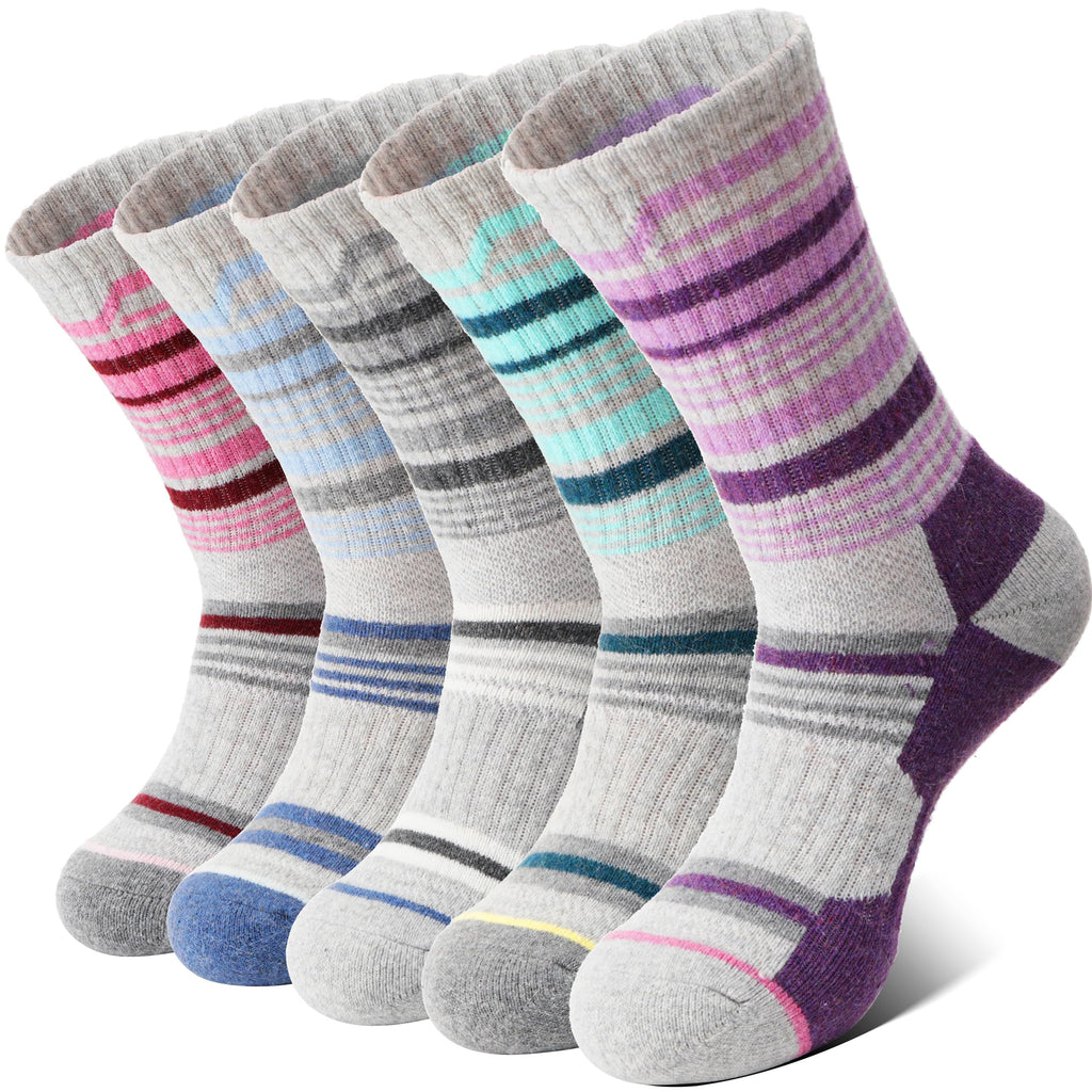 Merino Wool Hiking Socks for Women Thermal Winter Warm Boot Work Cushion Socks 5 Pairs