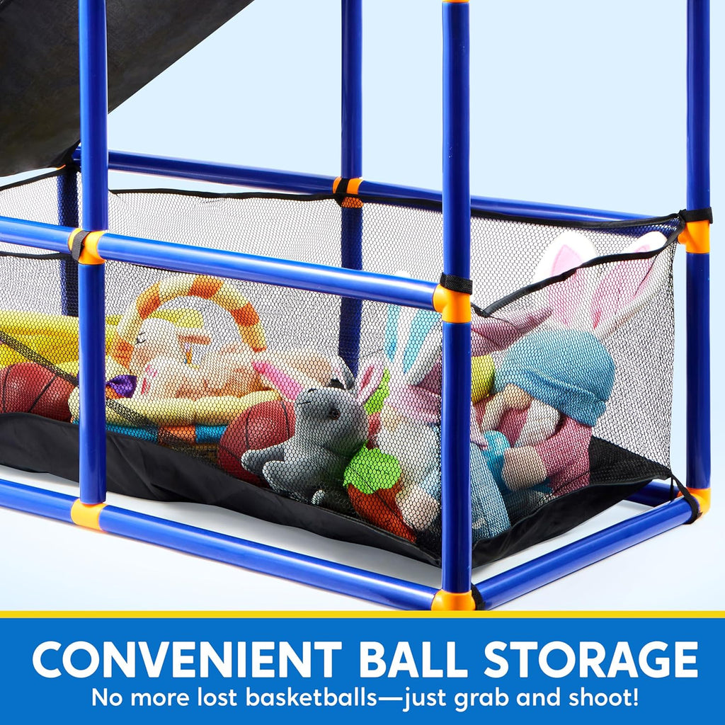 JOYIN Arcade Basketball Game Set with 4 Balls and Hoop for Kids 3 to 12 Years Old Indoor Outdoor Sport Play - Easy Set Up - Air Pump Included - Ideal for Competition