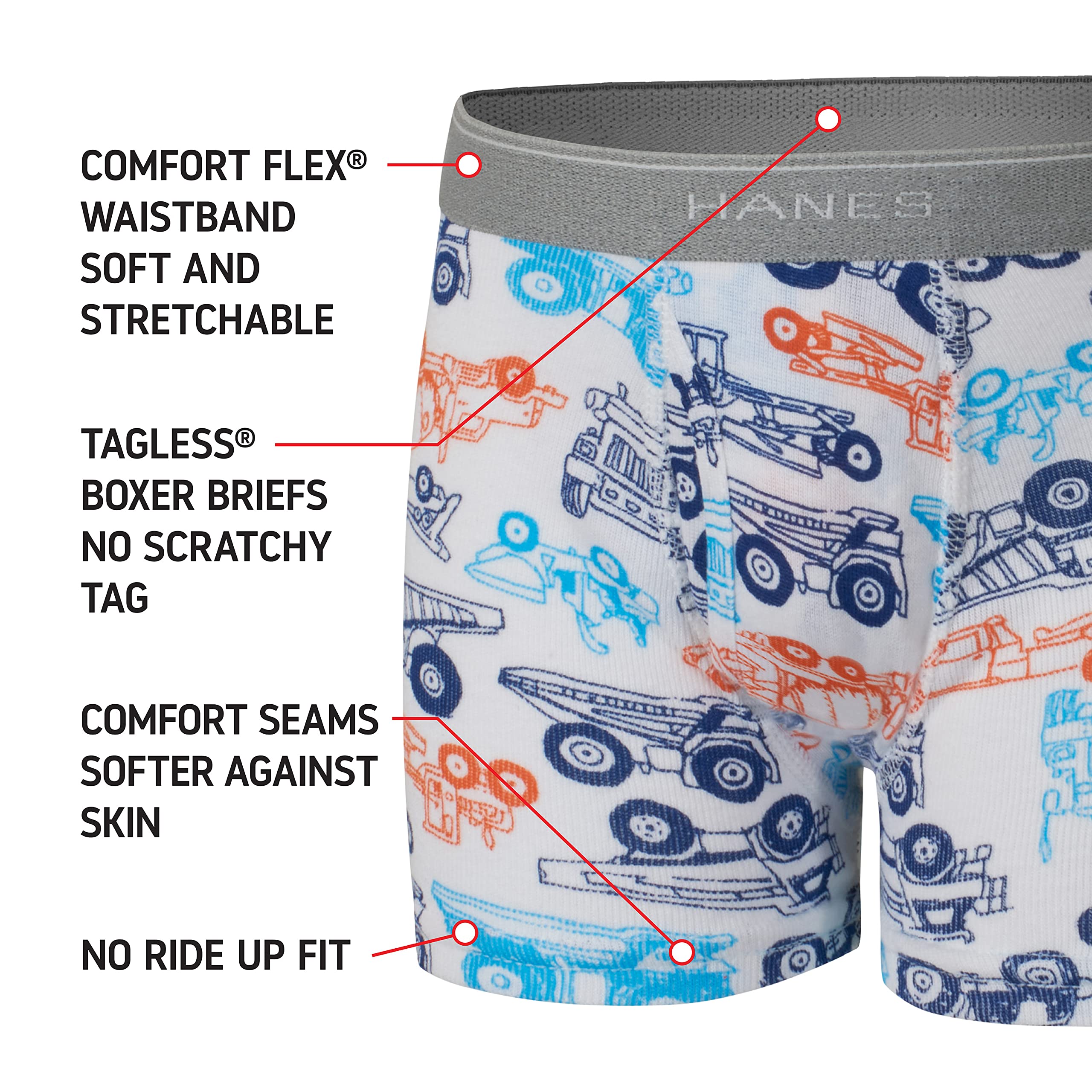 Hanes Boys' Underwear, Boxer Briefs for Boys and Toddlers, Soft Cotton, 7 and 10 Packs
