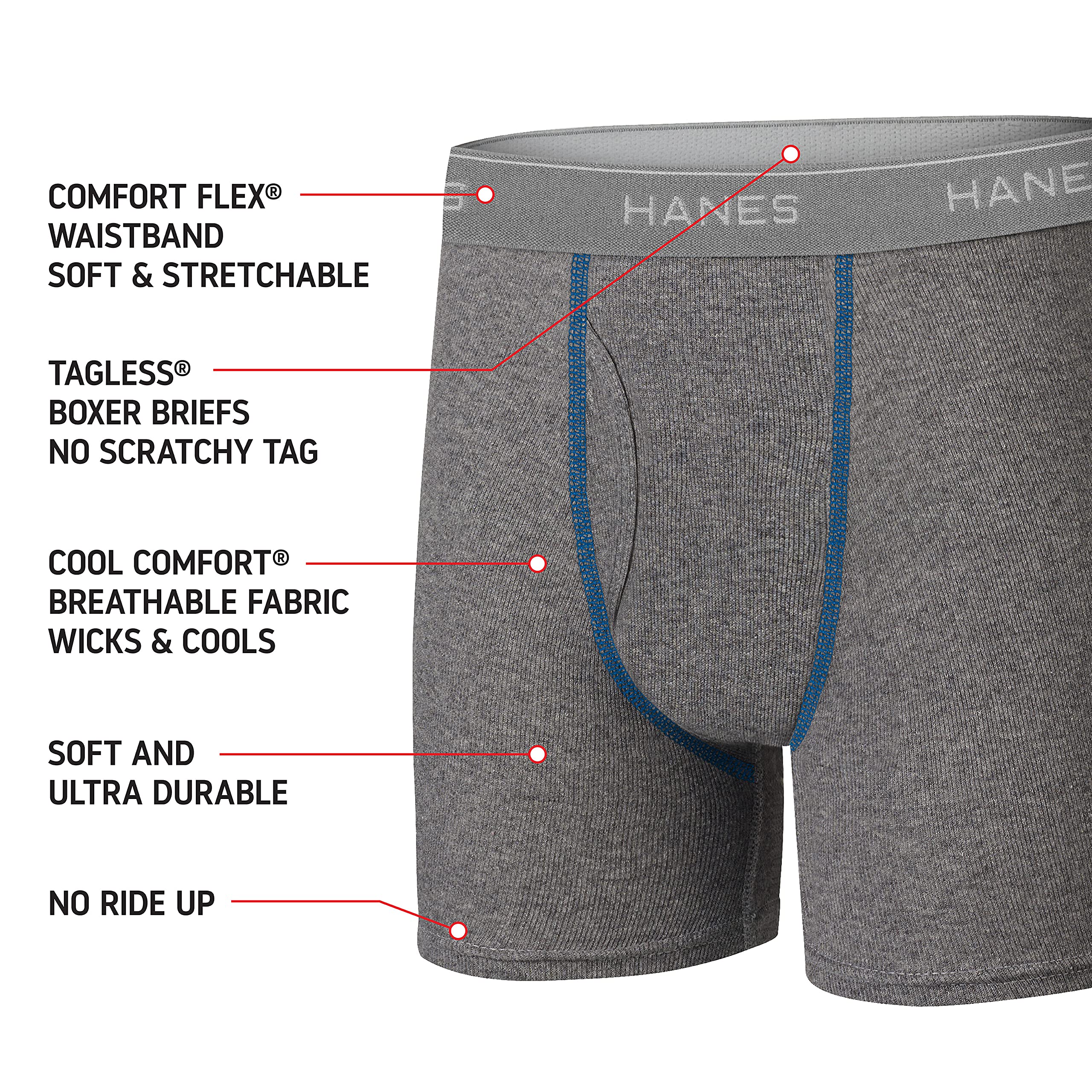 Hanes Boys' Underwear, Boxer Briefs for Boys and Toddlers, Soft Cotton, 7 and 10 Packs