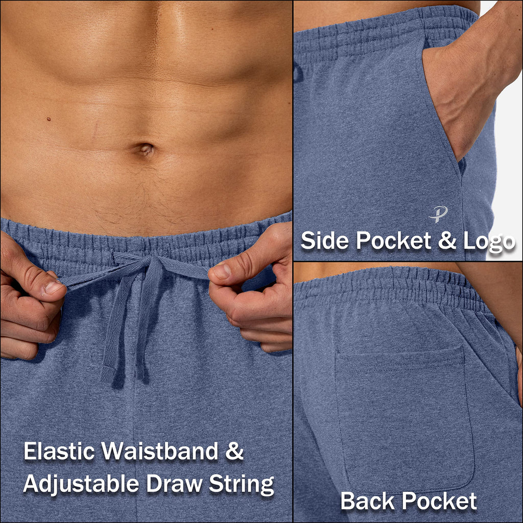 Men's Cotton Yoga Sweatpants Athletic Lounge Pants Open Bottom Casual Jersey Pants for Men with Pockets