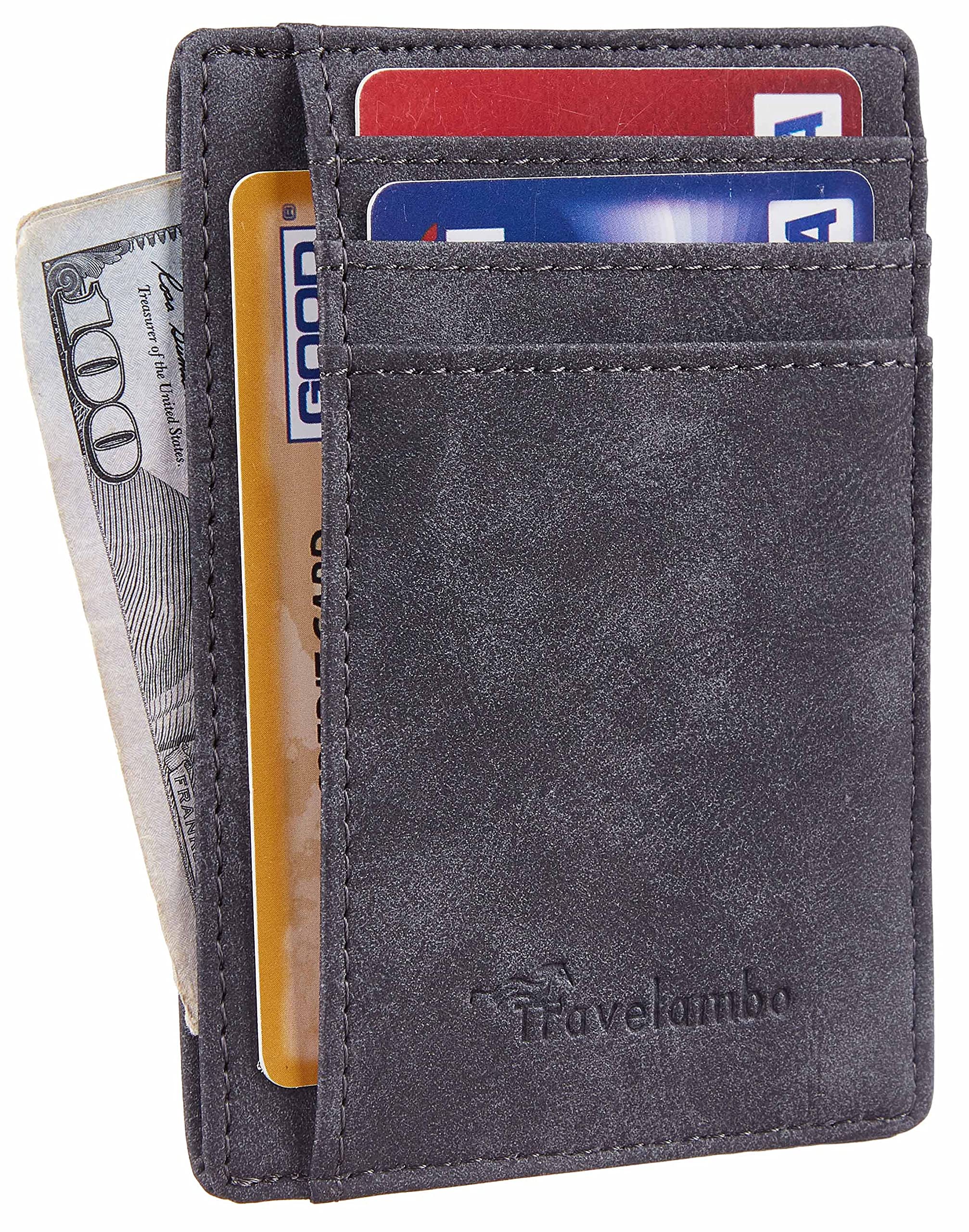 Slim Wallet Front Pocket Minimalist Leather RFID Blocking Medium Size