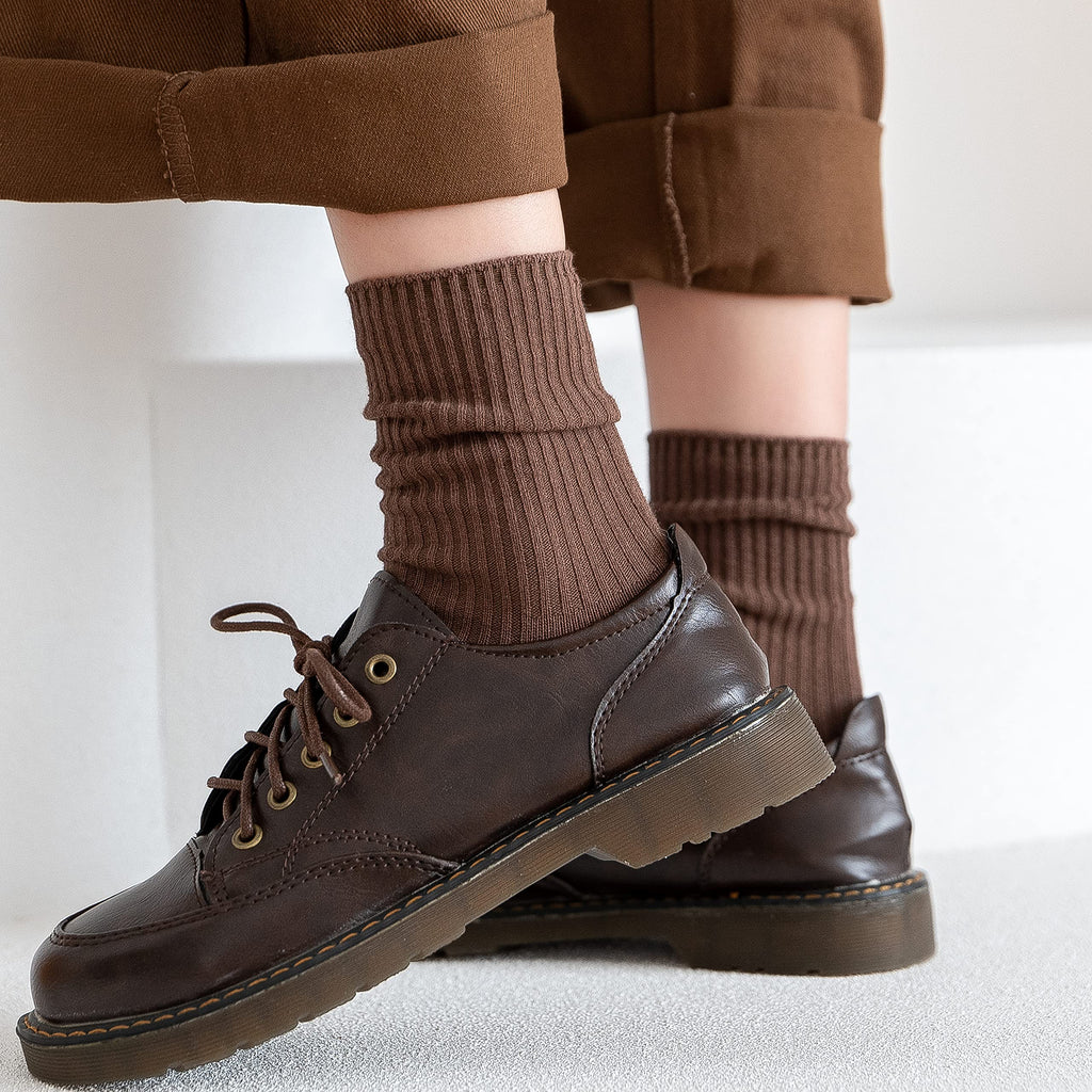 Womens Cute Crew Socks Casual Athletic Aesthetic Socks Neutral Cotton Socks for Women Granola Girls Clothes