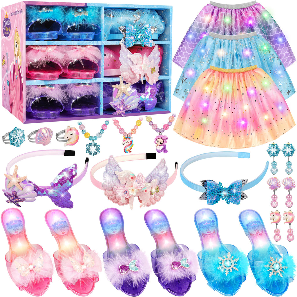 LJZJ Princess Dress Up Toys & Jewelry Boutique, Girls Role Play Gift for 3+ Year Old Girl Toddler B-Day Party Favors