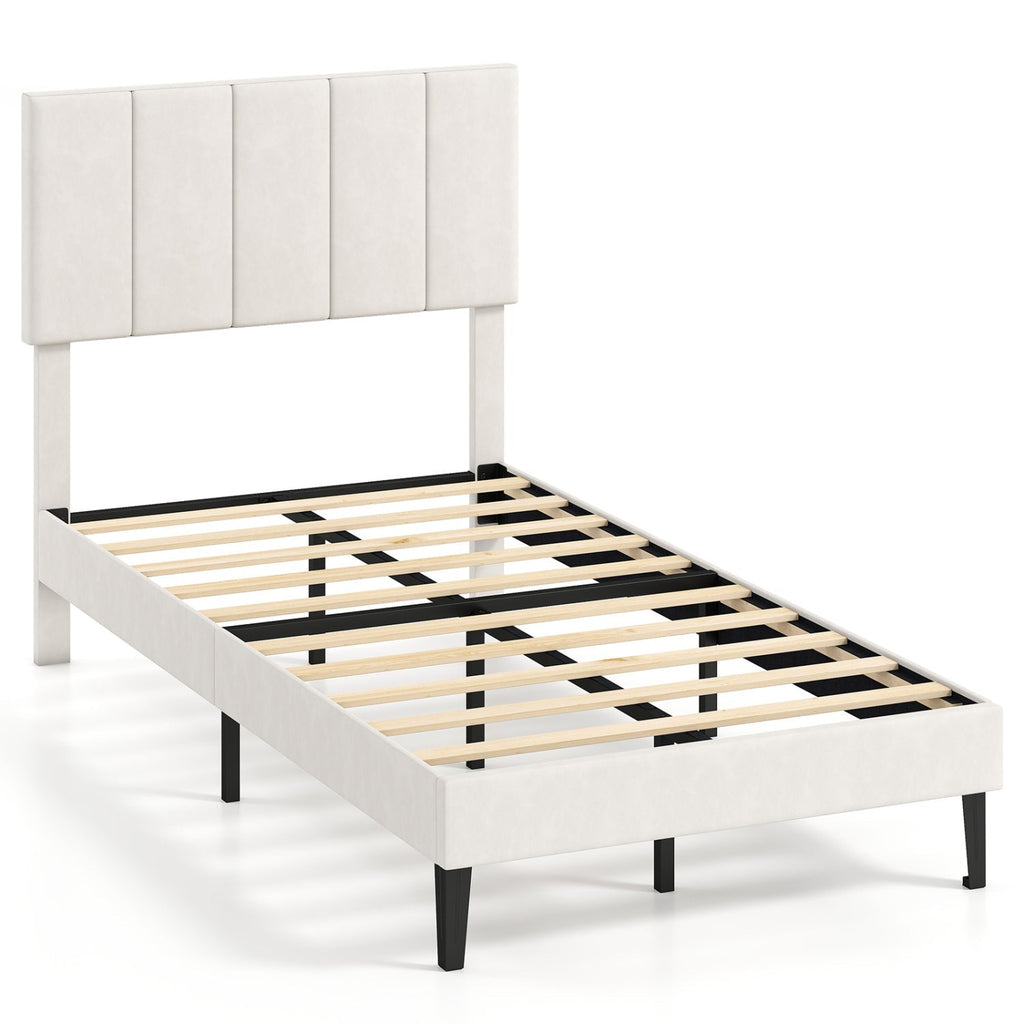 Upholstered Platform Bed with Adjustable Headboard - Twin
