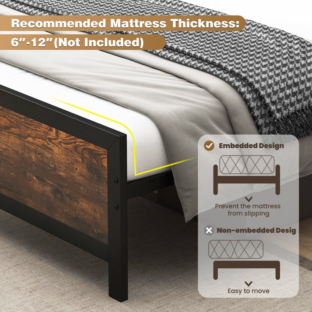 Metal Bed Frame with Headboard and Footboard
