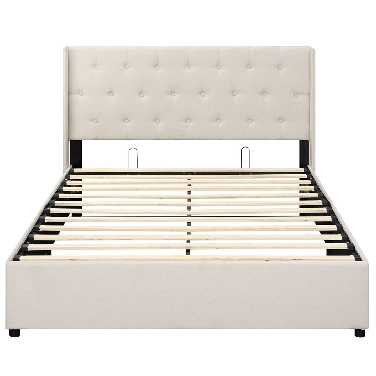 Queen Size Lift-up Storage Bed Modern Linen Upholstered Platform Bed