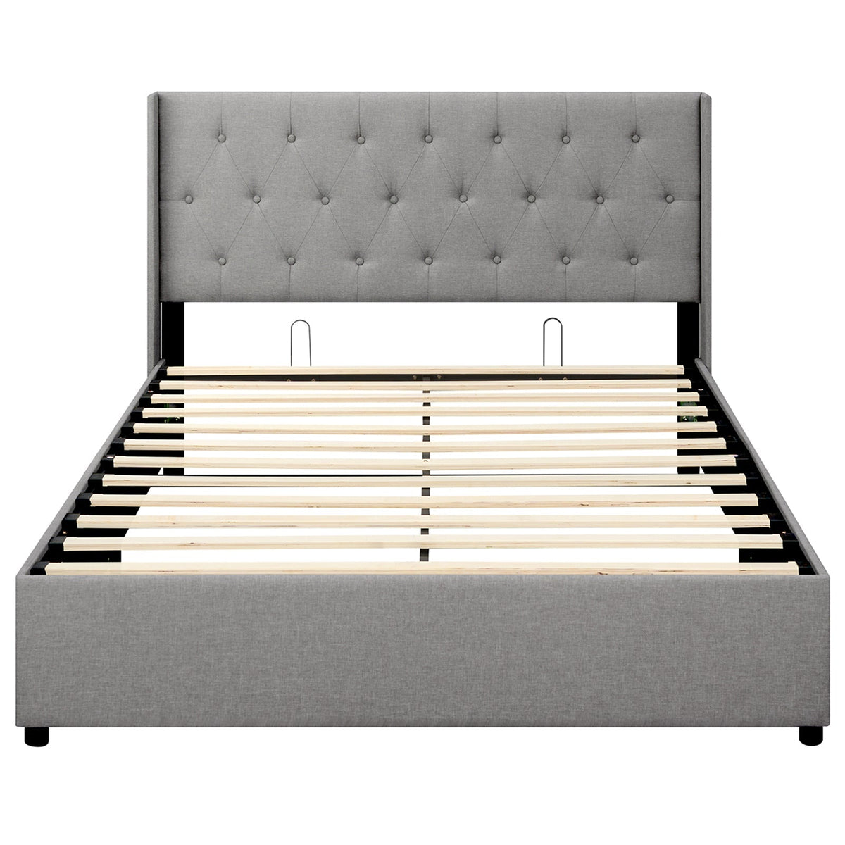 Queen Size Lift-up Storage Bed Modern Linen Upholstered Platform Bed