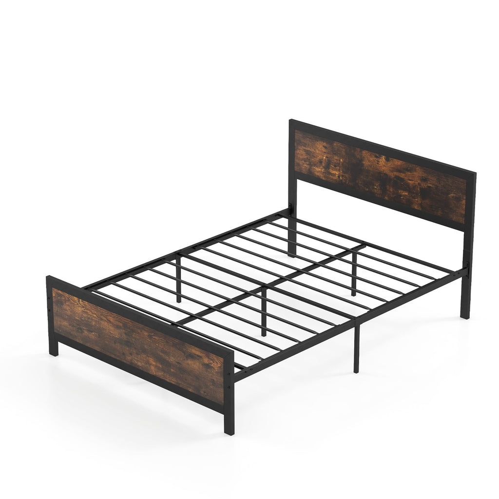 Metal Bed Frame with Headboard and Footboard
