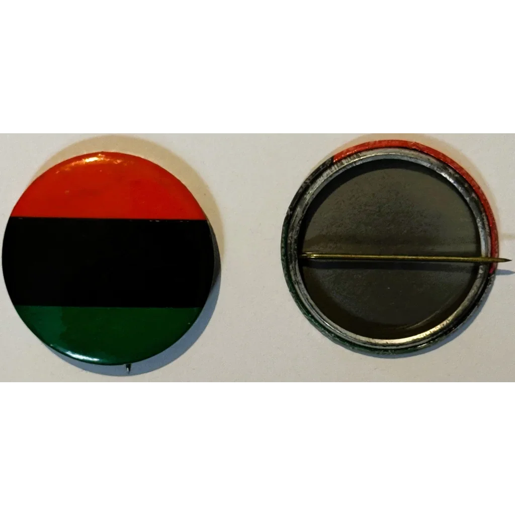 Original 1960s Pan‑African Flag Pinback Button – OAAU Malcolm X Era – 1.75″ NOS