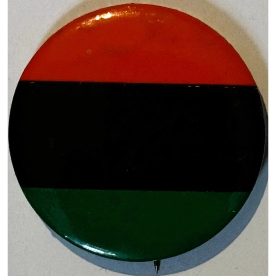 Original 1960s Pan‑African Flag Pinback Button – OAAU Malcolm X Era – 1.75″ NOS