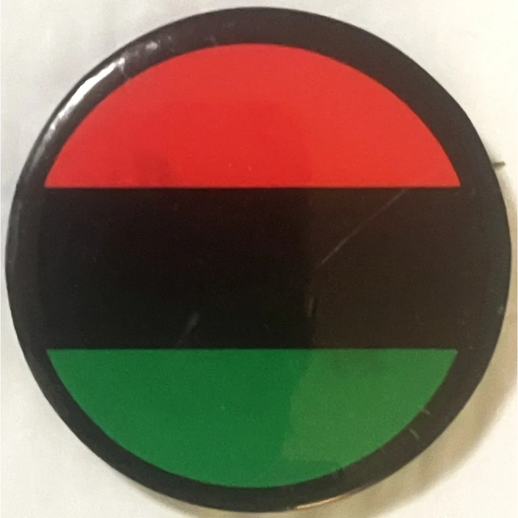 Original 1960s Pan‑African Flag Pinback Button – OAAU Malcolm X Era – 1.75″ NOS