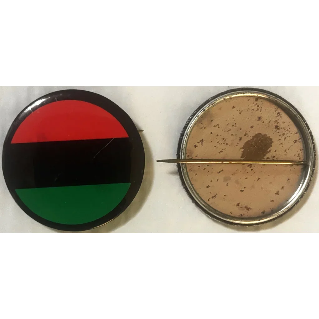 Original 1960s Pan‑African Flag Pinback Button – OAAU Malcolm X Era – 1.75″ NOS
