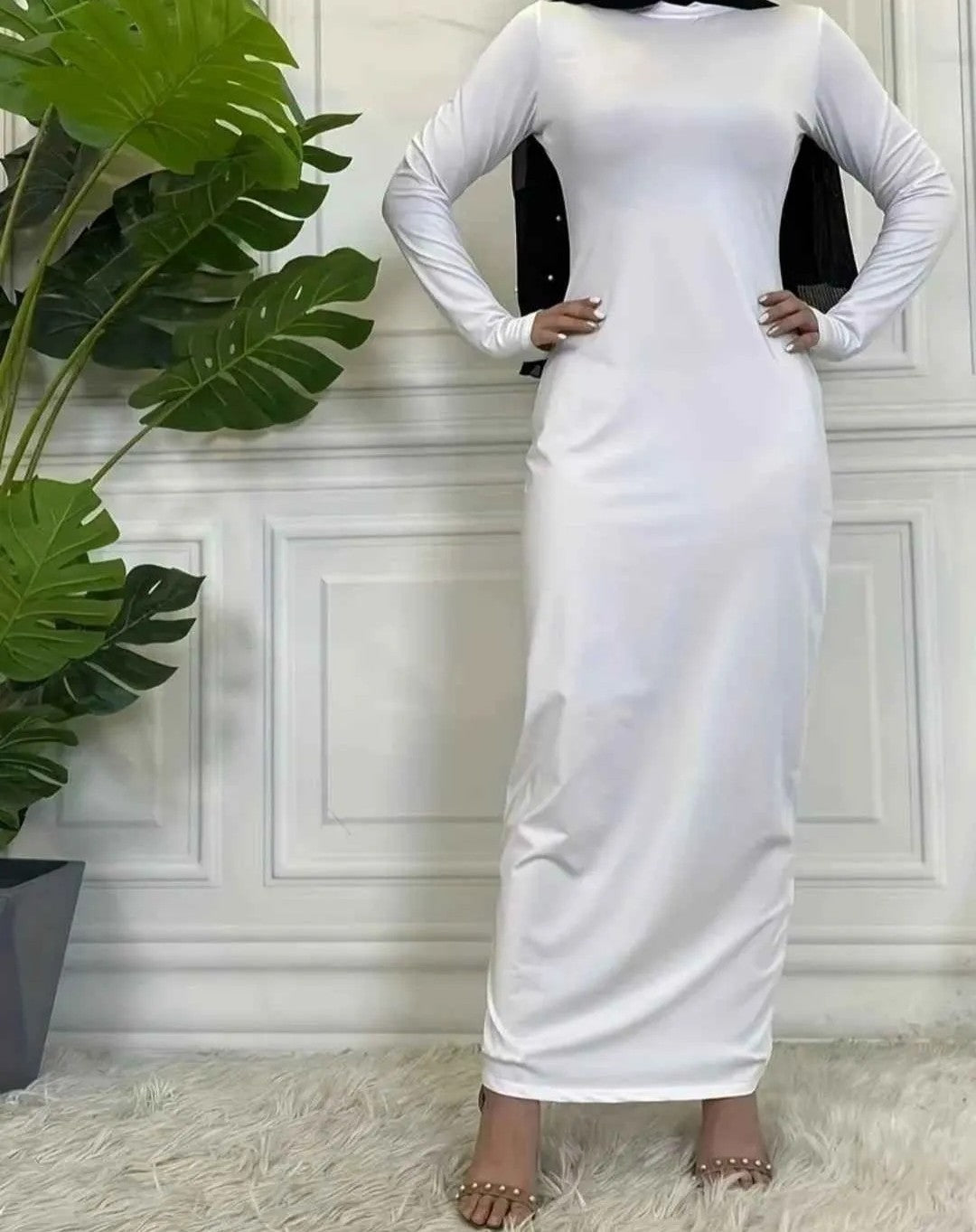 Long Sleeve Slimming Dress Women's Bottoming Shirt Versatile (M)
