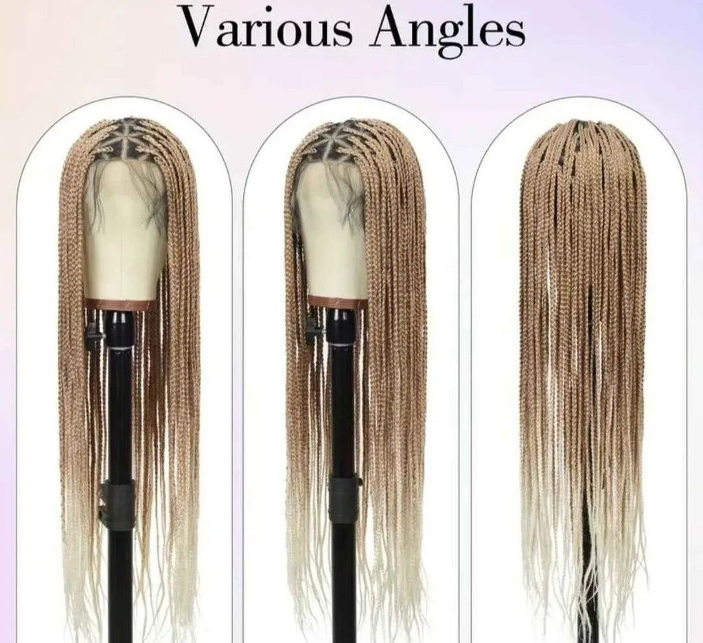 HD Transparent Lace Frontal Wig with Ombre Braided Styles