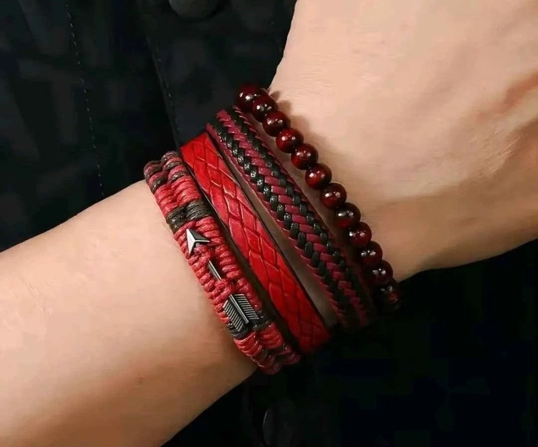 4pc Fashion Vintage Leather Bracelets