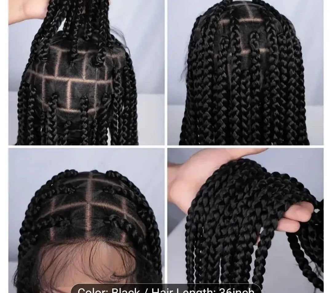 36 Inch Full Lace Wig with Large Square Knotless Box Braids