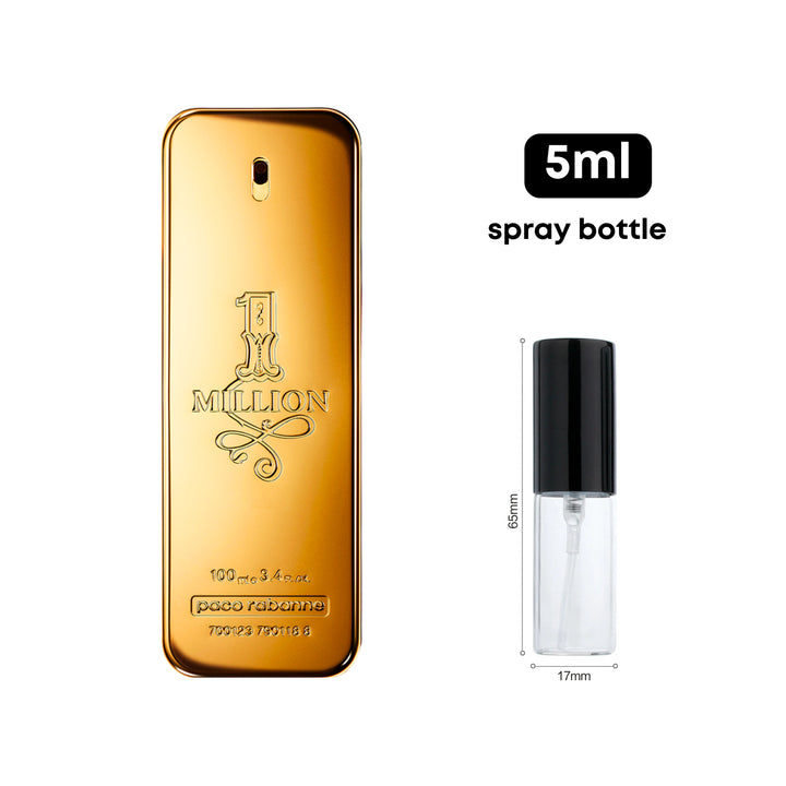 1 Míllíón Cologne in a 5ml glass travel spray bottle.
