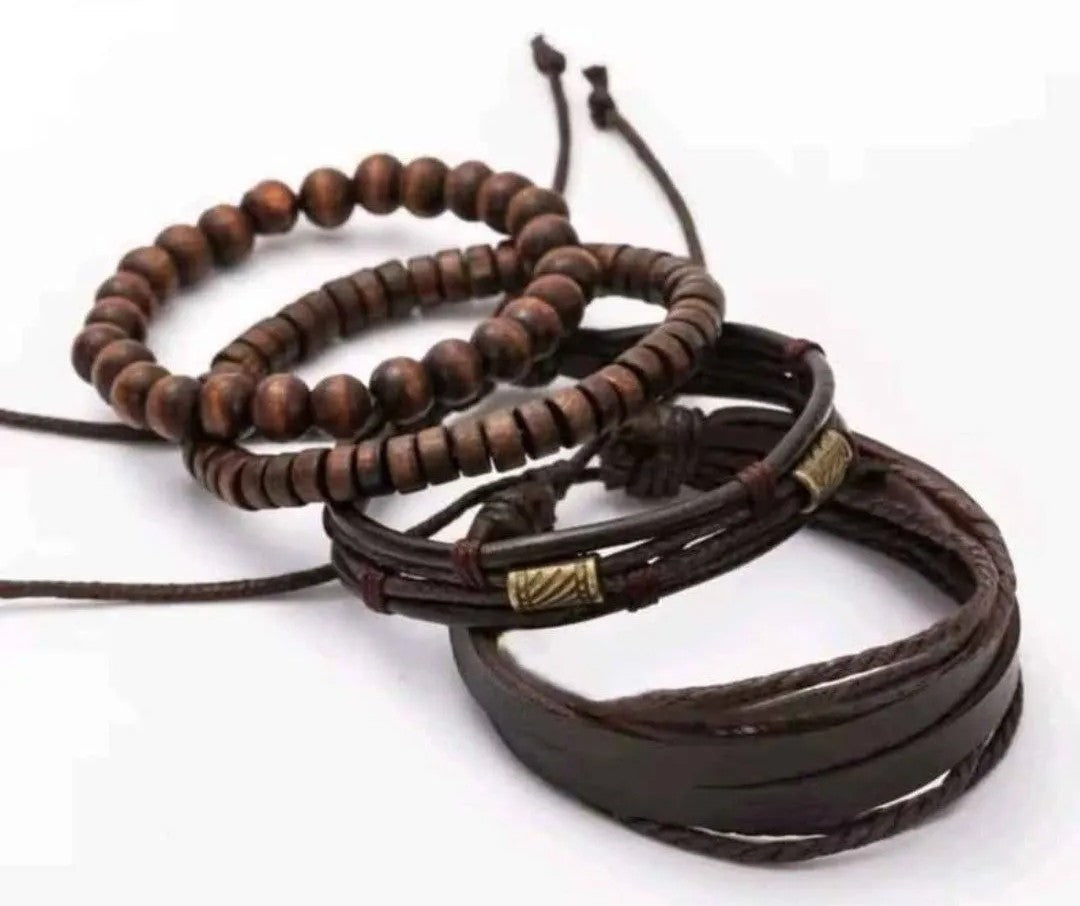 4pc Fashion Vintage Leather Bracelets