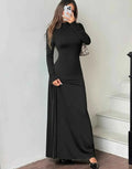Women's High-Neck Long Sleeve Stretch Dress