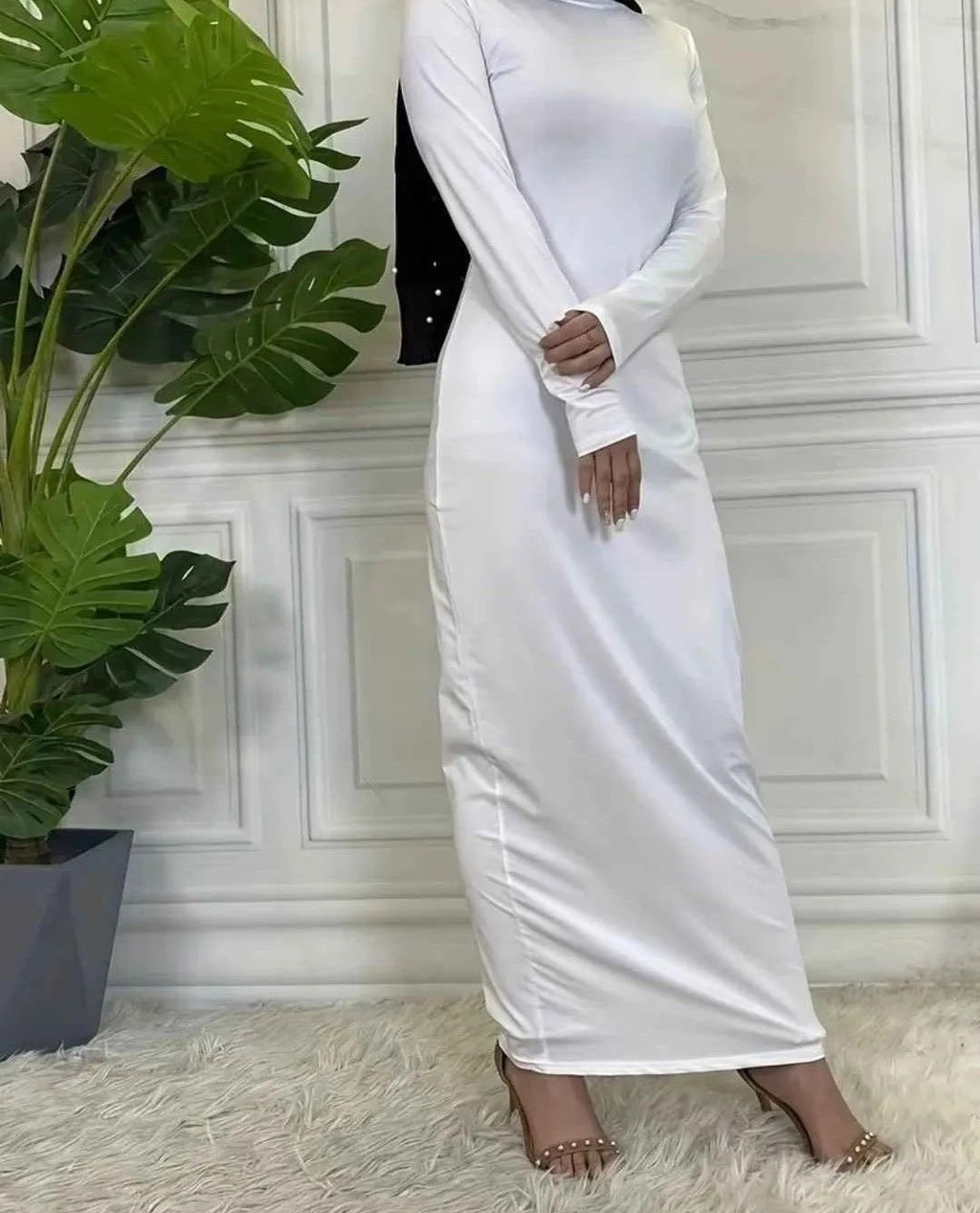 Long Sleeve Slimming Dress Women's Bottoming Shirt Versatile (M)