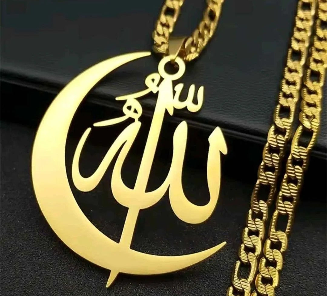 Allah Cresent Moon Pendant Necklace