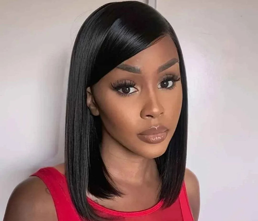 Synthetic Black Wig with Bangs