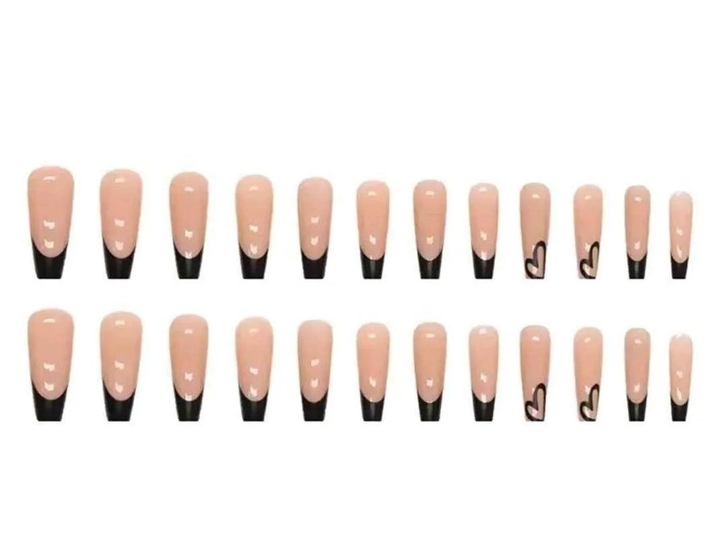 24pc Long French Love Nails