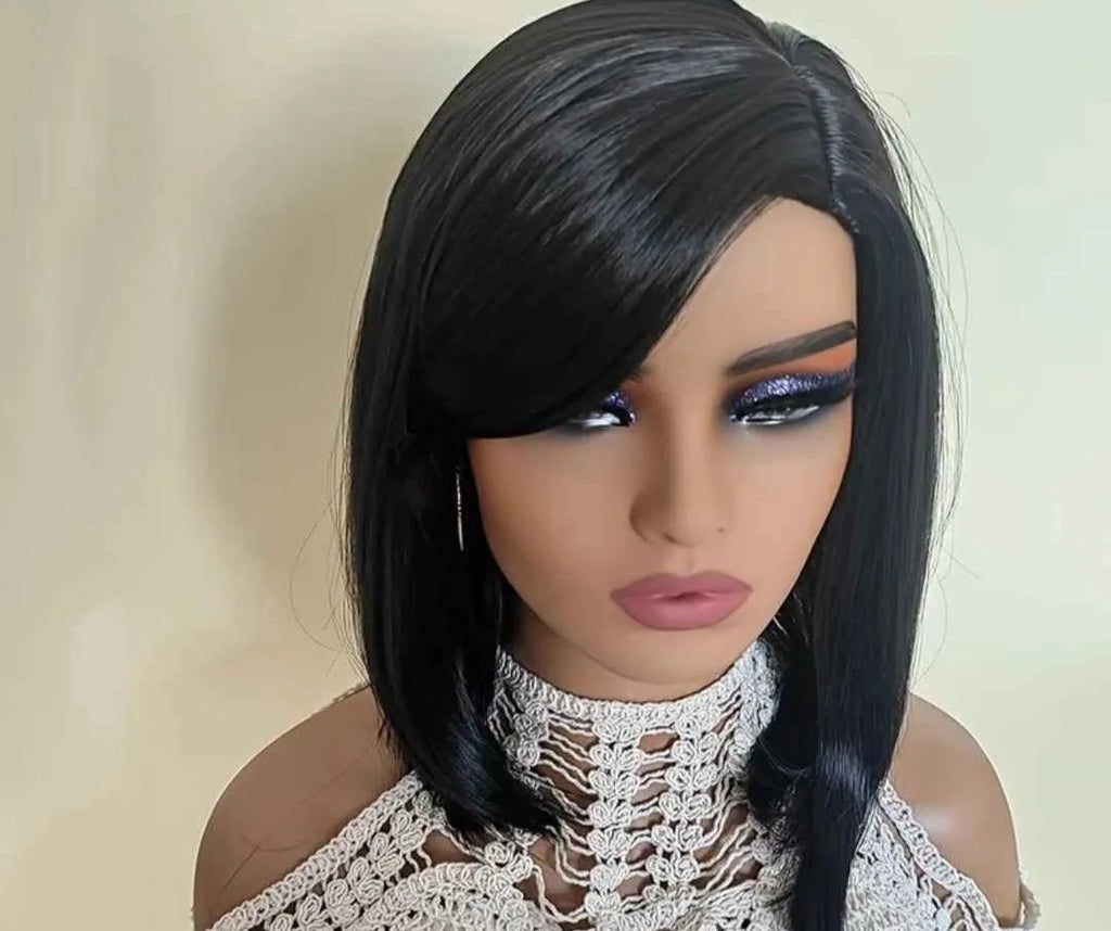 Synthetic Black Wig with Bangs