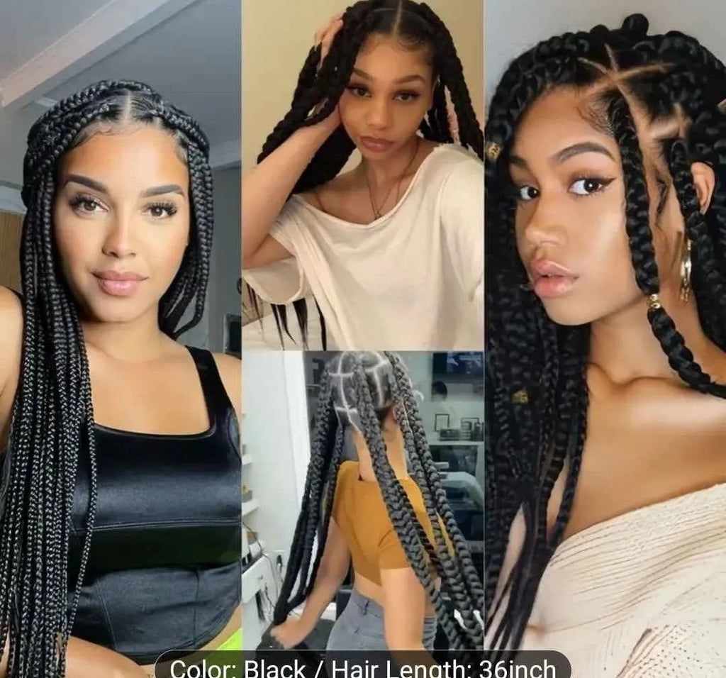 36 Inch Full Lace Wig with Large Square Knotless Box Braids