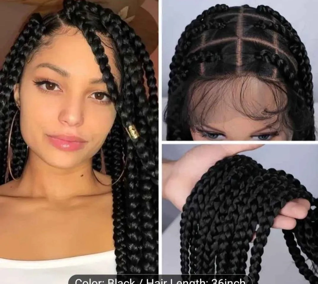 36 Inch Full Lace Wig with Large Square Knotless Box Braids