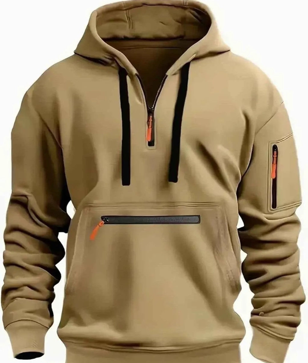 Casual Men's Zip up Hoodie with Kangaroo Pockets (2XL)