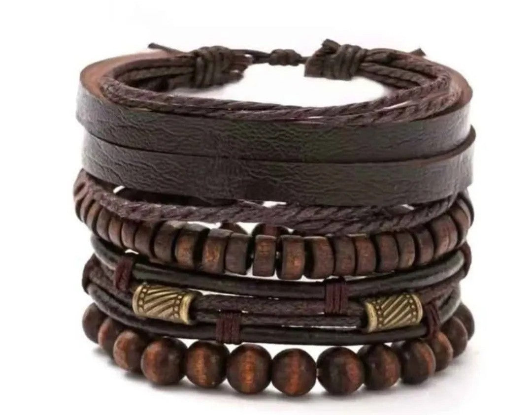 4pc Fashion Vintage Leather Bracelets