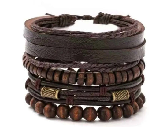4pc Fashion Vintage Leather Bracelets