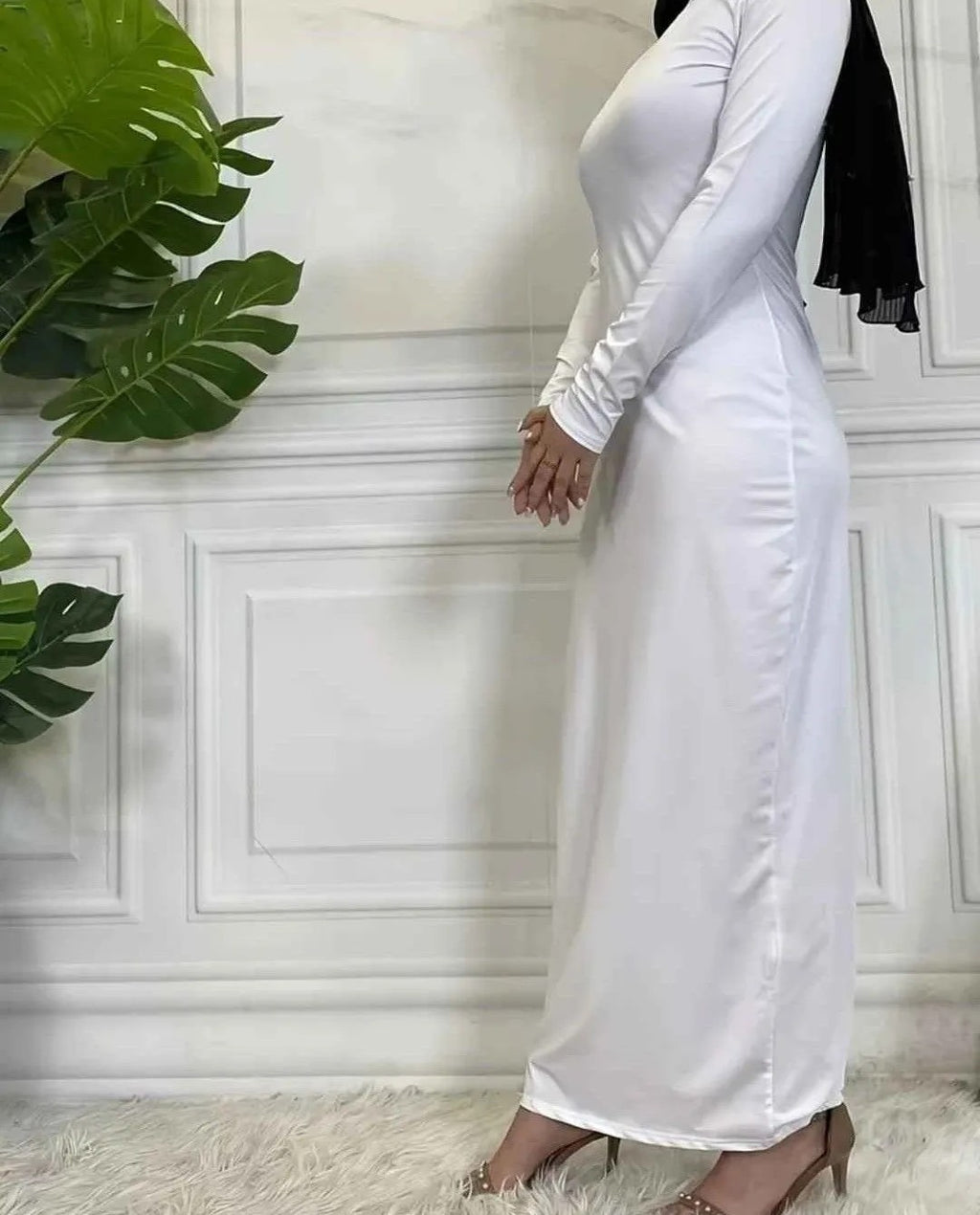 Long Sleeve Slimming Dress Women's Bottoming Shirt Versatile (M)