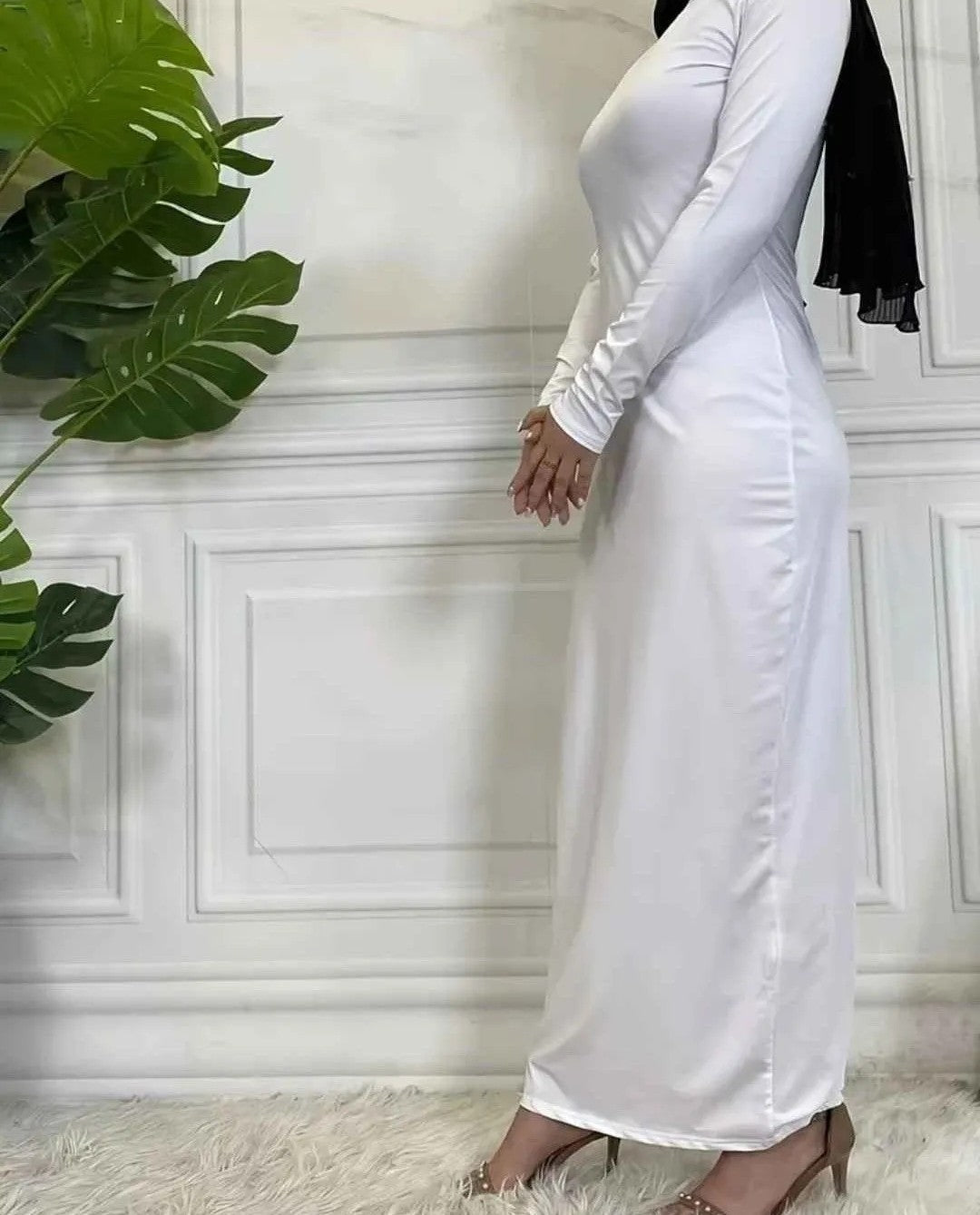 Long Sleeve Slimming Dress Women's Bottoming Shirt Versatile (M)