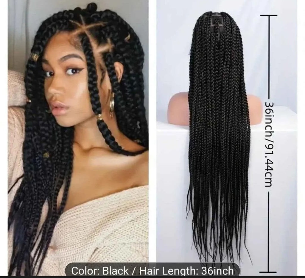 36 Inch Full Lace Wig with Large Square Knotless Box Braids